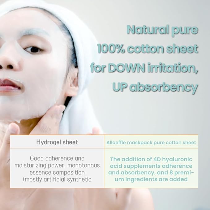 (68% EWG 1G Cape Aloe Water) Aloeffle Finest Soothing Premium Mask pack - Infused with White Truffle, Resveratrol & 4D Hyaluronic Acid - Professional Cooling Care for Stressed & Sensitive Skin