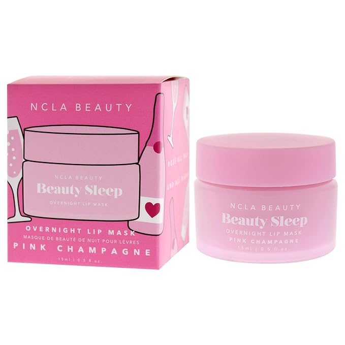 NCLA Beauty Sleep Overnight Lip Mask - Lip Mask for Women - Nourishes and Hydrates with Castor Seed Oil and Shea Butter - Pink Champagne - 0.5 oz