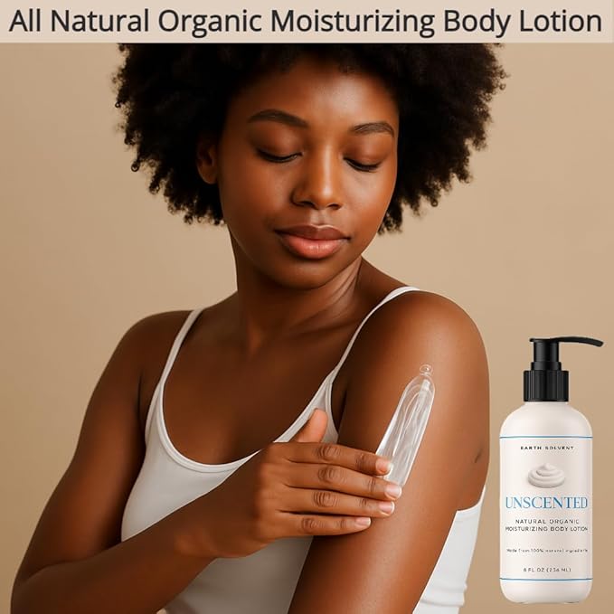 Natural Organic Moisturizing Body Lotion Lightweight & Non-Greasy, Shea Butter Body Lotion Made with All Natural Ingredients | For All Skin Types, Eco-friendly (8oz, Unscented)