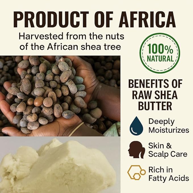 Shea Butter - African Raw 100% Natural Unrefined, Unscented Moisturizer, for Hair Skin and Body Care, 5.29 oz