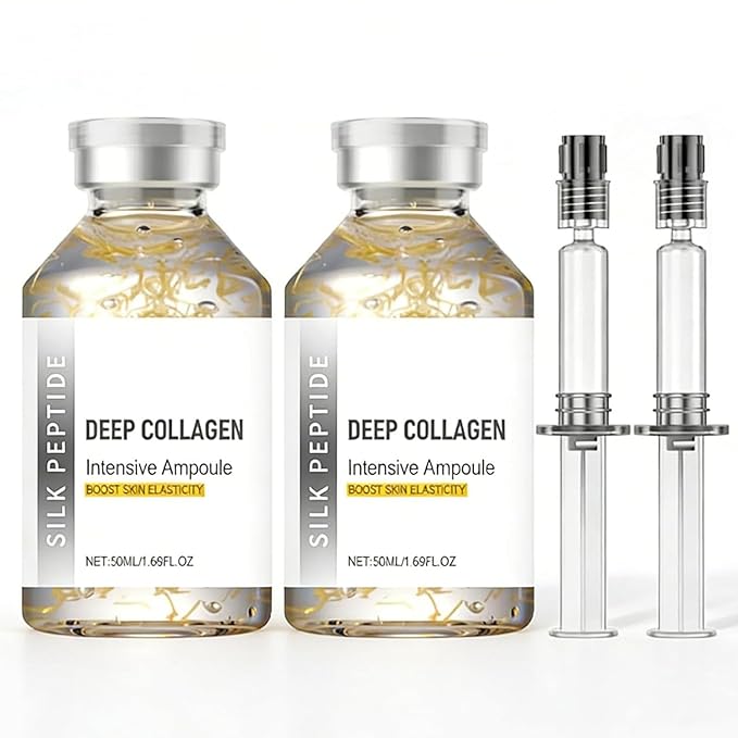 2PCS Silk Peptide Intensive Lifting Ampoule,Facial Serum with Deep Collagen & Silk Peptides