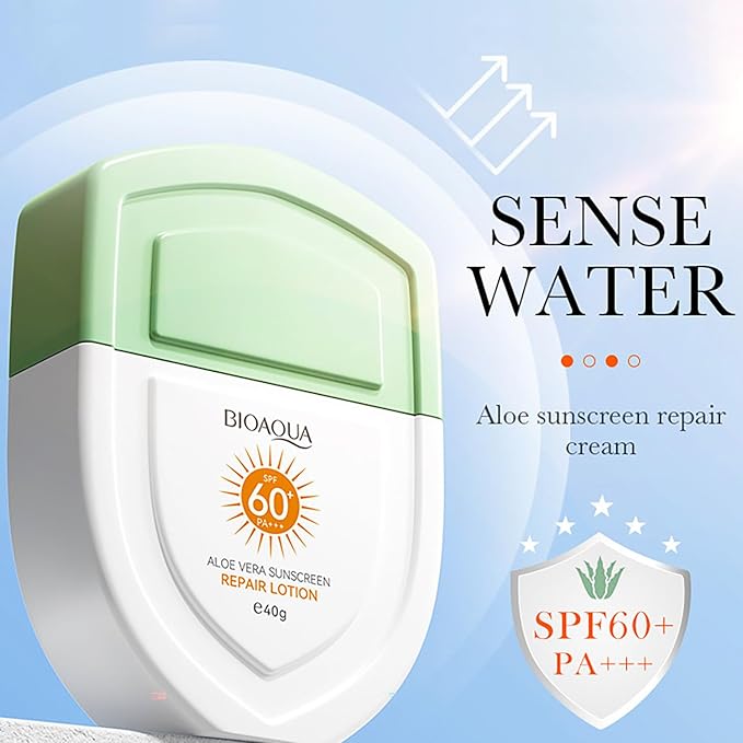 BIOAQUA Aloe Vera Sunscreen Repair Lotion SPF 60+ PA+++ High Sun Protection Blocking UVB UVA 40g / 1.41oz
