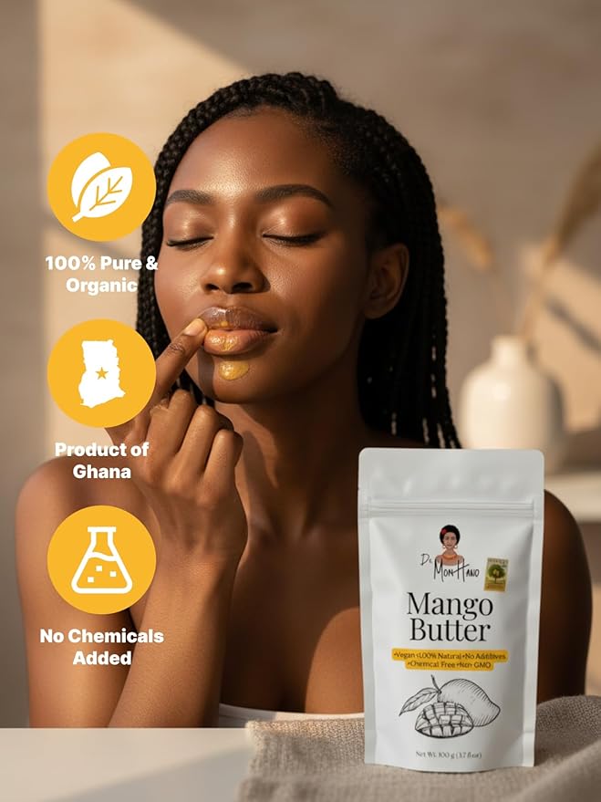 Organic Raw Mango Butter | 100% Pure,Natural & Unrefined Multi-Purpose Body & Face Butter for Dry Skin, Hair & Lips, 3.53 oz.
