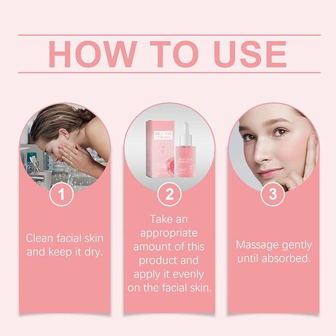 Pink Peptide Facial Serum, Rose Facial Moisturizing Serum, Moisturizes and Nourishes, Firms and Lifts Skin, Improves Skin Elasticity, Reduces Wrinkles and Fine Lines, Improves Skin Texture, 1 Fl.Oz