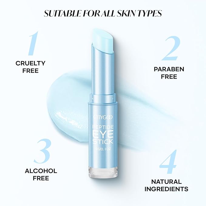 CITYGOO Peptide Under Eye Cream: Moisturizing Eye Stick Reduce Wrinkles Fine Lines for Women & Men (Peptide Crystal Blue Edition 3g)