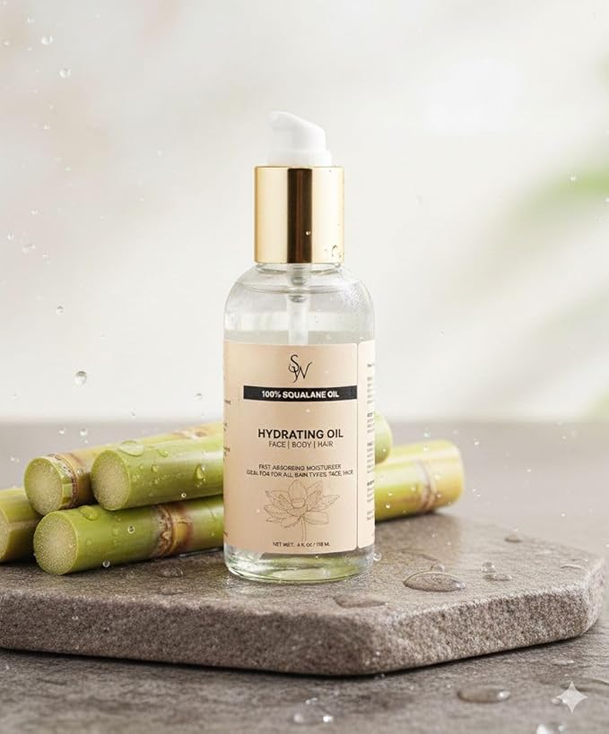 100% Pure Squalane Oil, Sustainable, Vegan Face Oil & Body Oil - Hydrating, Fast-Absorbing Moisturizer - Ideal for All skin type, Face, Hair - Organic Sugarcane-Derived Squalane - not from sharks