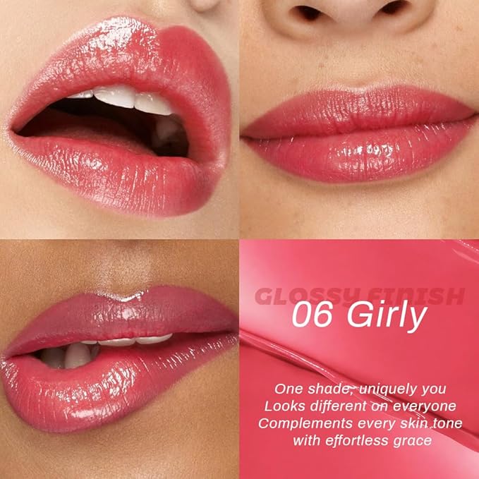 evpct Girly Pink Honey Lipstick Tinted Lip Balm, Moisturizing Tinted Lip Oil Stick Lipstick for Older Women, Sheer Lightweight Hydrating Nourishing Shine Tinted Lip Color Gloss Tint Stain, Girly Pink