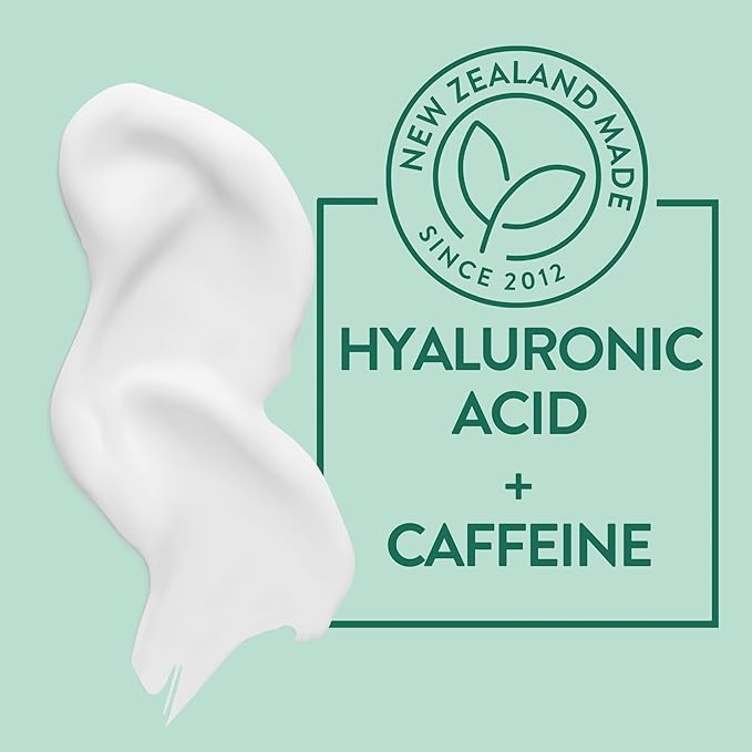By Nature Botanicals Hyaluronic Acid & Caffeine Under Eye Cream - Firming & Refreshing Eye Cream for Dark Circles - Skincare from New Zealand - .5oz