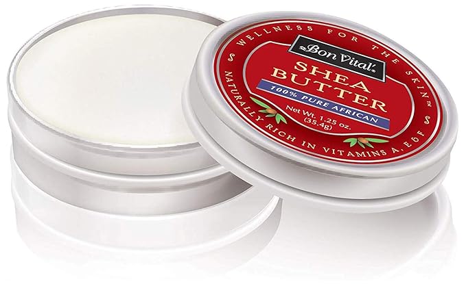 Bon Vital' 100% Pure African Shea Butter, Repair Dry & Damaged Skin, Moisturizer to Reduce Appearance of Stretch Marks, Add Essential Oils for a Custom Skin Repair Cream, 1.25 Ounce Tin