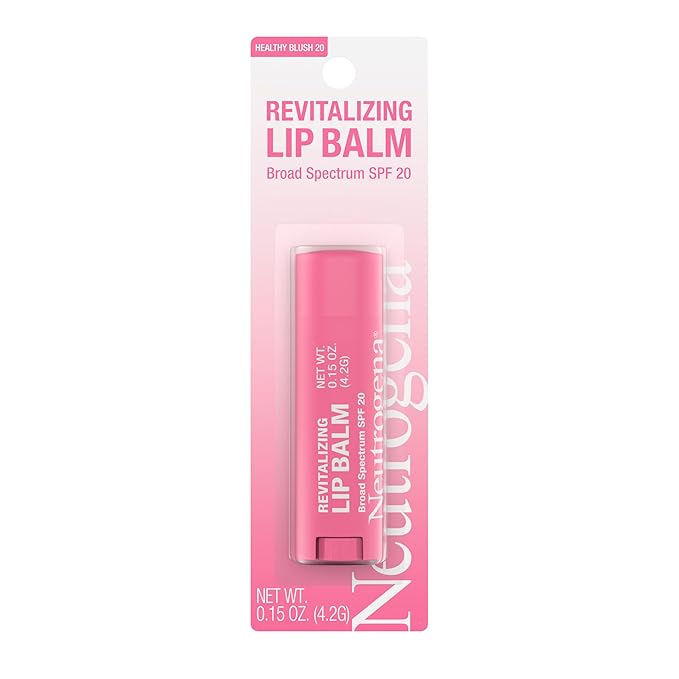 Neutrogena Revitalizing Tinted Lip Balm Broad Spectrum SPF 20 Sunscreen, Moisturizing Lip Balm with a Sheer Tint for Softer, Smoother, Healthier-Looking Lips, Sheer Healthy Blush 20, .15 oz