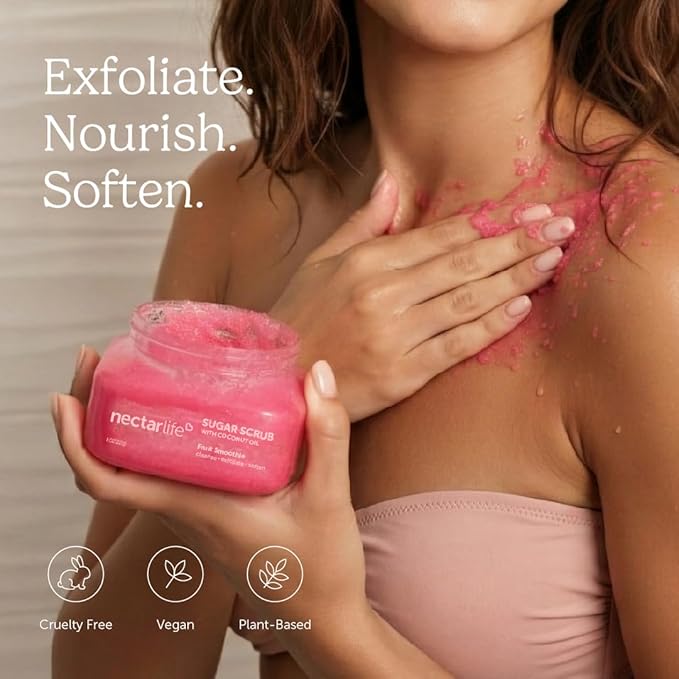 Sugar Body Scrub 8 oz, Moisturizing and Exfoliating Scrub for Nourishing Essential Body Care, Gift For Her (Fruit Smoothie)