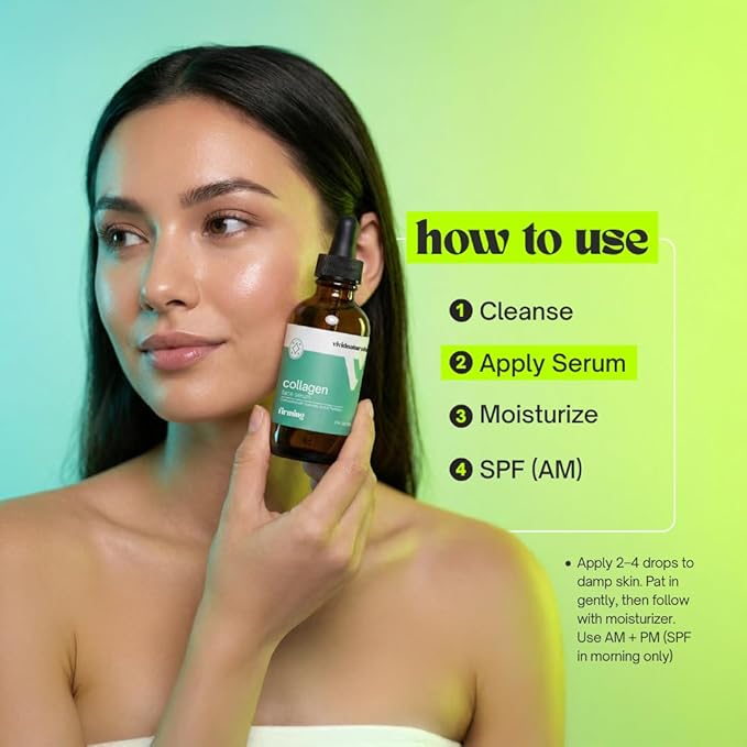 Collagen Serum For Face Made in USA 60ml-Collagen Skin Care with Peptides & Hyaluronic Acid Firming Serum Hydrating Lightweight Smooth Anti Aging Facial Serums For Women Skincare
