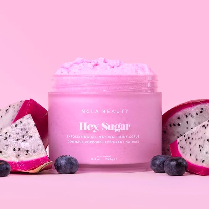NCLA Beauty Hey Sugar All Natural Body Scrub - Moisturizing, Exfoliating Sugar Scrub - Shea, Cocoa, and Mango Butters - Dragon Fruit Acai - 8.8 oz
