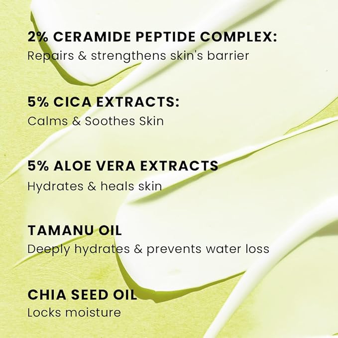 Hyphen 2% Ceramide-Peptide Complex Barrier Repair Face Moisturizer- Normal to Dry Skin | Lightweight Gel Cream, Oil-Free Hydration for dry skin | Non-Comedogenic Non Sticky Cream for Women, Men -50ml