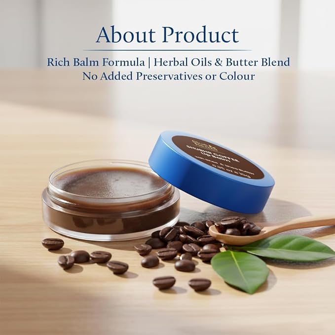 Blue Nectar Natural Hydrating Coffee Lip Balm with Organic Ghee for Dry Cracked Lips | Ayurvedic Lip Gloss with Herbal Clean Ingredients (0.35 oz, 10 Herbs)