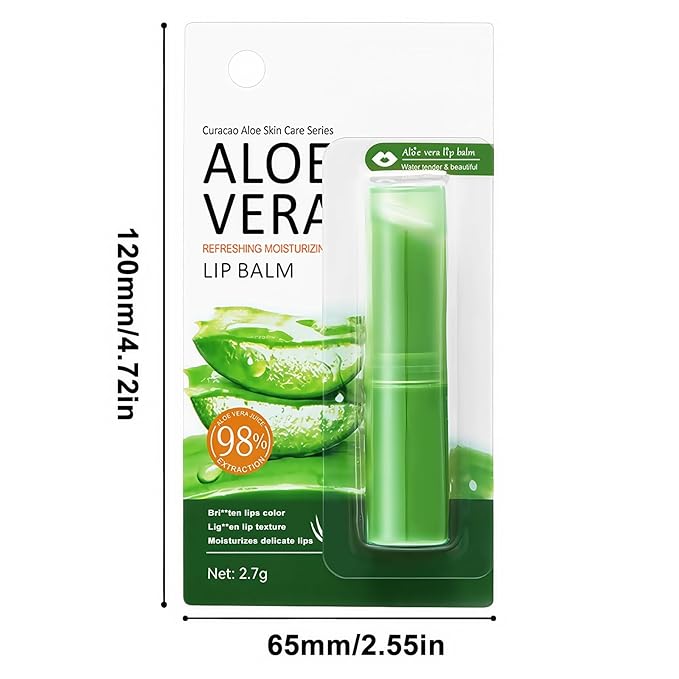 Sadoer Aloe Vera Lip Balm Chapstick, Ultra Hydrating Plant-Based Formula for Soft Lips, 98% Natural Moisturizer, Long-Lasting Nourishment for Dry & Sensitive Lips（1PCS）