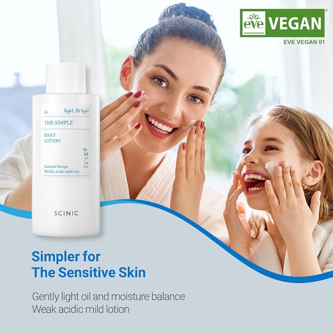 SCINIC The Simple Daily Face Lotion | Vegan, pH-Balanced Moisture Lotion with Madecassoside & Aloe Vera Leaf Juice | Korean Skin Care (8.79 fl.oz)