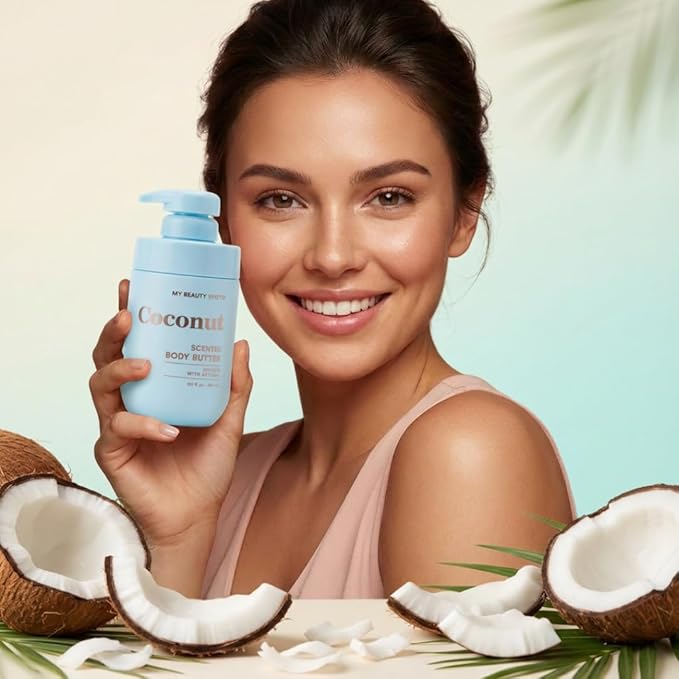 My Beauty Spot Scented Body Lotion for Women - Coconut Scented Body Butter, Natural Lotion for Women to Smell Good, Skin Moisturizer Infused with Retinol - Extra Large 510 ml