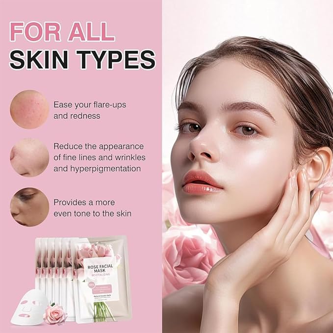 Facial Masks Skincare for Women,Moisturize Face Mask Sheet for Girl,Hydrating Face Mask for All Skin Types,Dry Skin & Sensitive Skin (10-Packs)