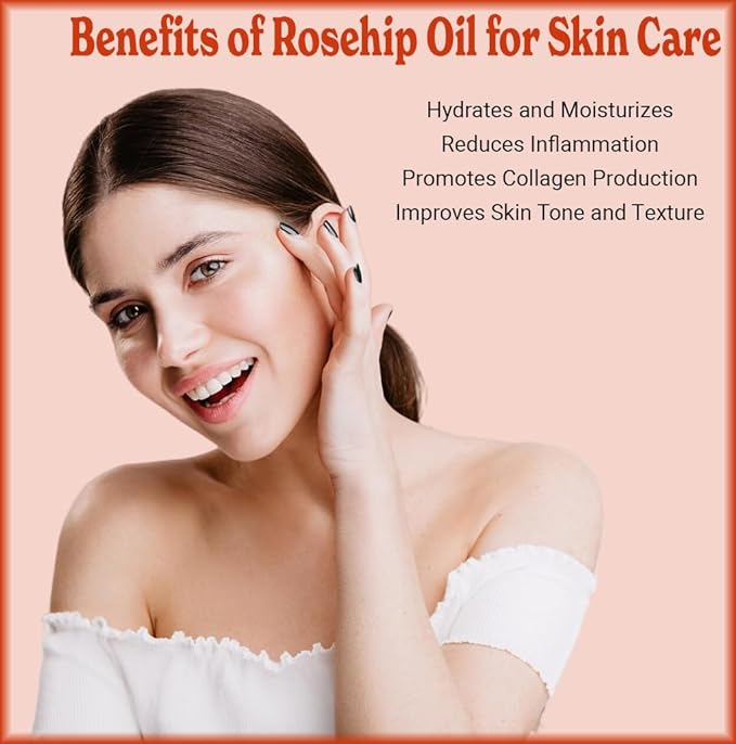 Natural Born Oils Rosehip Seed Oil, 16oz, Organic, Cold-Pressed, Nutrient-Rich, Excellent for Radiant Skin, Lustrous Hair