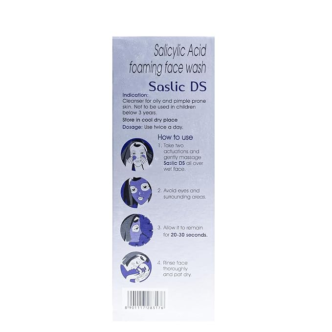 Cipla Saslic DS- Best Foaming Face Wash - for Oily, Acne & Pimple Prone Skin (Ph-5.5)