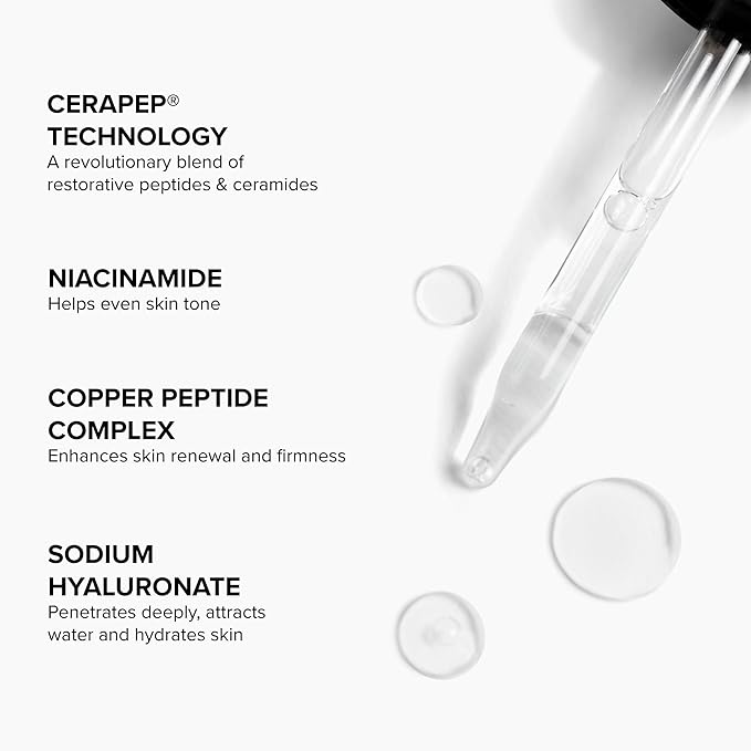 DRMTLGY Needle-less Serum – Peptide & Ceramide Face Serum for Fine Lines & Wrinkles, Hydrating & Firming Anti Aging Serum with Niacinamide & Hyaluronic Acid, Smooths & Plumps Skin, 1 oz