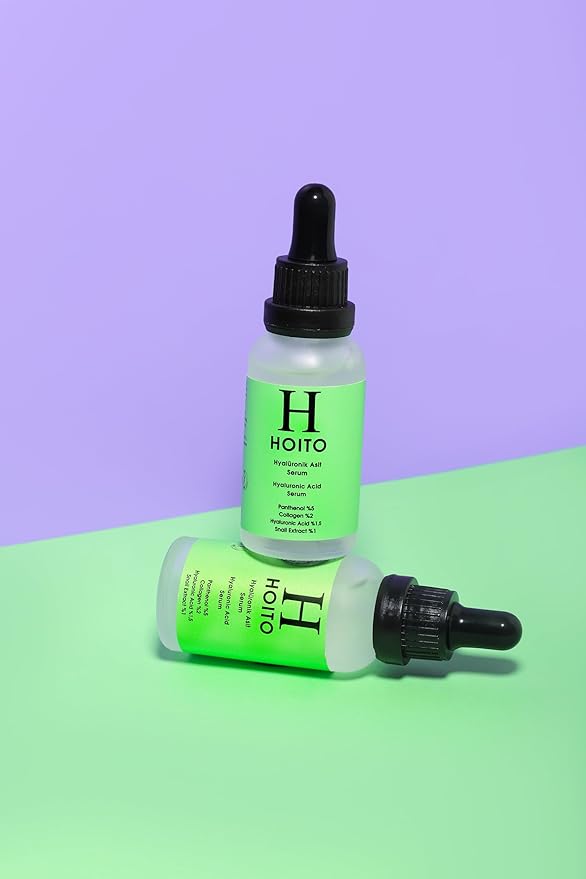 Hoito Hyaluronic Acid Serum 30ml, Snail Secretion, Collagen & 5% Panthenol, Deep Hydration & Plumping Facial Serum for Smooth, Radiant-Looking Skin