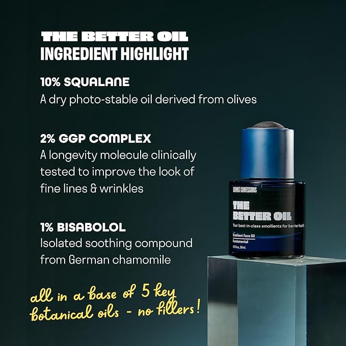 Chemist Confessions The Better Oil -Facial Oil with Squalane, Rosehip & Sea Buckthorn | Hydrating Face Oil for Skin Barrier Support & Daily Skincare Use