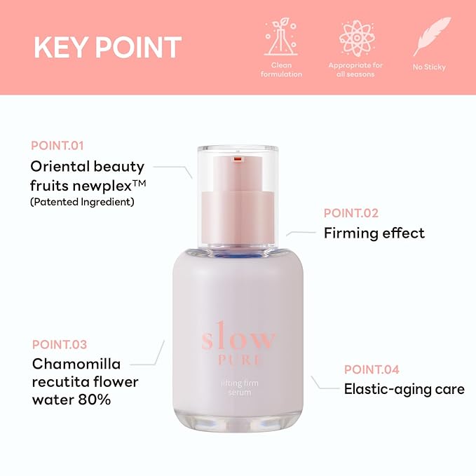 slowPURE Lifting Firm Serum - 80% Chamomile Flower Water, 7-Peptide Complex & Niacinamide, Slow-aging Korean Skin Care Milky Serum for Fine Lines and Elasticity, 1.69 fl.oz