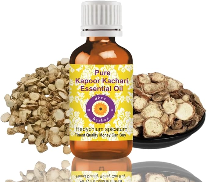 dève herbes Kapoor Kachari Essential Oil (Hedychium spicatum) Pure | Non-Sticky | Non-Greasy | Lightweight | Men & Women | All Skin Types | Steam Distilled 30ml (1 oz)