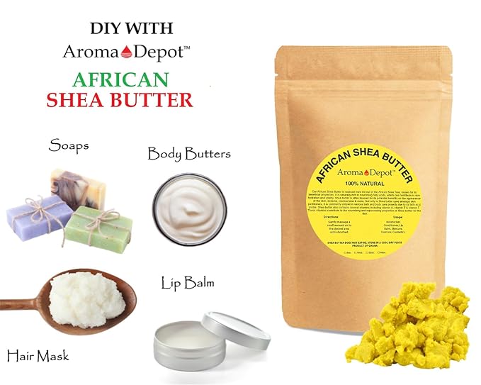 Raw African Shea Butter 2 lb Jar Yellow/Gold Grade A 100% Natural & Pure. Fresh Moisturizing, Ideal for Dry and Cracked Skin. Can be use in Body, Hair and Face. Imported from GHANA.