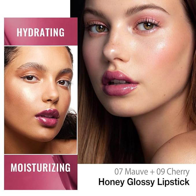 evpct 2Pcs Mauve Plum Cherry Honey Lipstick Tinted Lip Balm, Moisturizing Tinted Lip Oil Stick Lipstick for Older Women, Sheer Lightweight Hydrating Shine Tinted Lip Balm Color Gloss Tint Stain