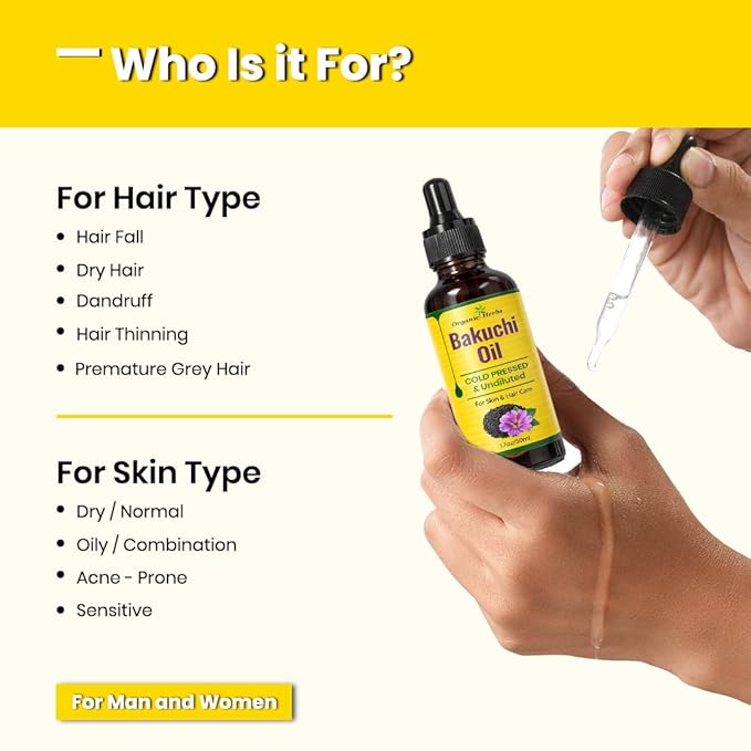 100% Pure Bakuchi Seed Oil Cold Pressed and Unrefined Moisturizer Oil for Skin & Hair Care | 1.7Oz/50ml