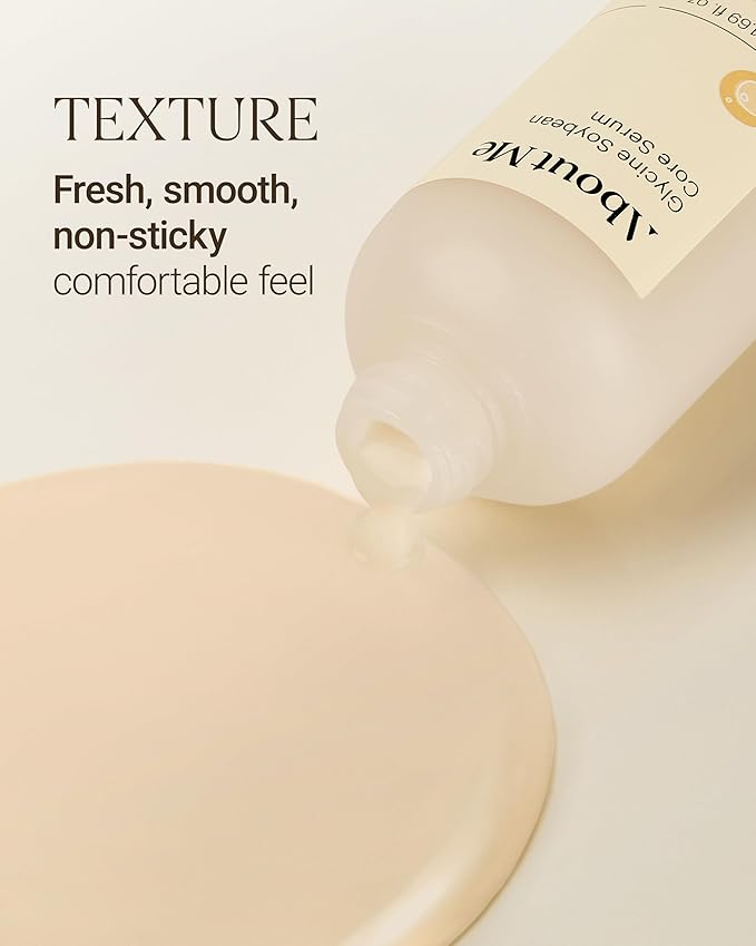 About Me Glycine Soybean Core Serum - 13 Peptides + Soy Protein Firming Serum, Lightweight Emulsion for Fine Lines & Elasticity, Squalane Niacinamide Ceramide NP, All Skin Types, 1.69 oz (50ml)