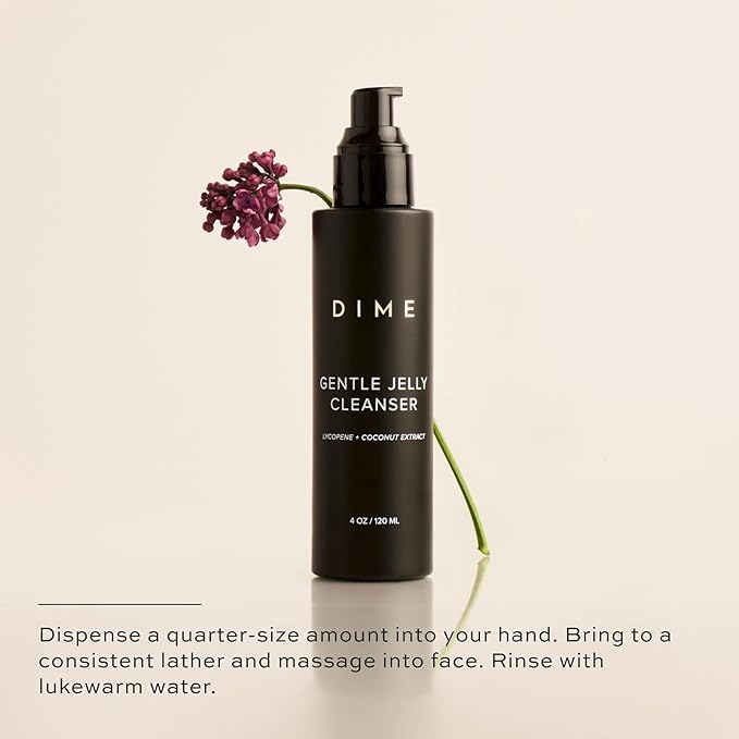 DIME Beauty Gentle Jelly Cleanser - Non-Foaming Hydrating Gel Face Wash and Makeup Remover with Vitamin E and Coconut, Sensitive and Oily Skin, Vegan, Cruelty-Free, 4 oz / 120 ml