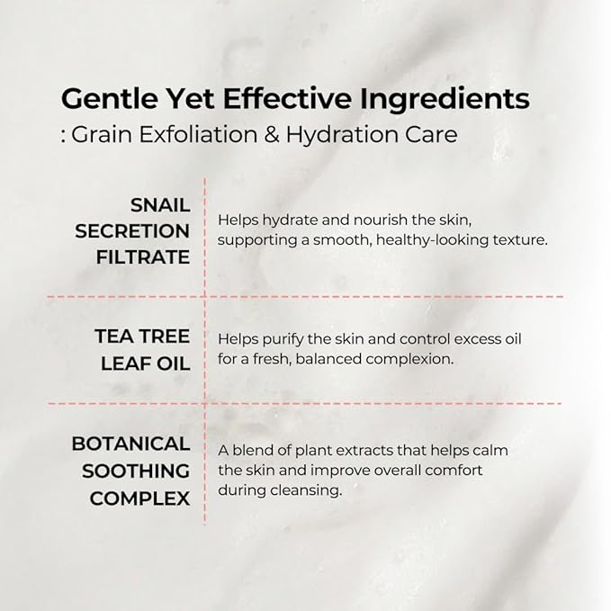 Extra Gentle Cleansing Foam, Face Wash with Snail Mucin & Soothing Portulaca, Hydrating Facial Cleanser for Sensitive Skin, Non-Stripping, Korean Skincare 5.9 fl oz (175ml)