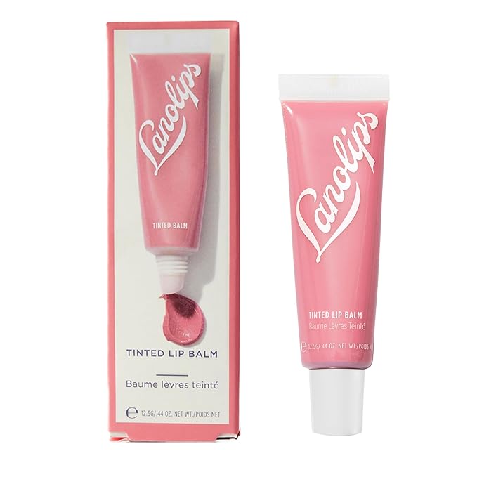 Lanolips Tinted Lip Balm - Enriched with Lanolin Oil for Shine & Hydration - Hydrating Tinted Lip Gloss Tube - Rose (12.5g / 0.44oz)