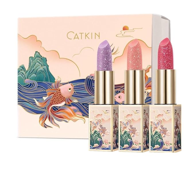 CATKIN Lip Balm Color Tinted Changing Lipstick Ultra Hydrating Lip Moistrurizer Lip Care with Vitamin E Nourishing For Cracked & Dry Lips 0.12 oz 3pcs Gift Box (09+19+20)