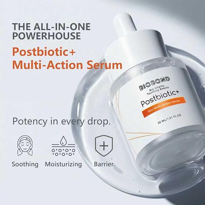 Multi-Action Serum with Hyaluronic Acid, Centella & Peptides, For Radiant Glow, Barrier Support, Hydration & Soothing, Lactobacillus Postbiotic Daily Facial Booster for All Skin Types, 1 Fl Oz