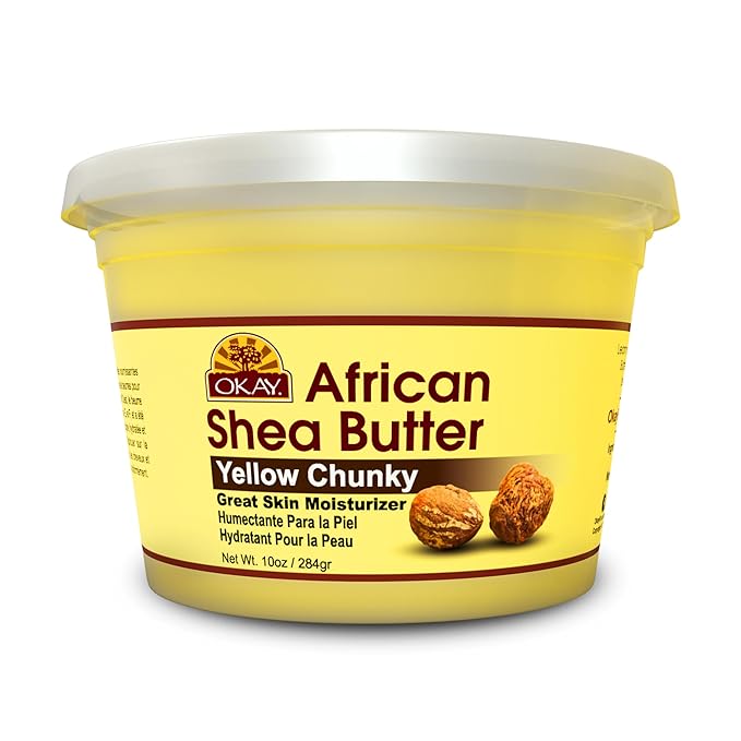 OKAY Raw African Shea Butter Yellow 10 oz – 100% Pure Unrefined Moisturizer for Face, Body & Hair – Deep Hydration for Dry Skin, Stretch Marks, Scalp Care & Hair Shine