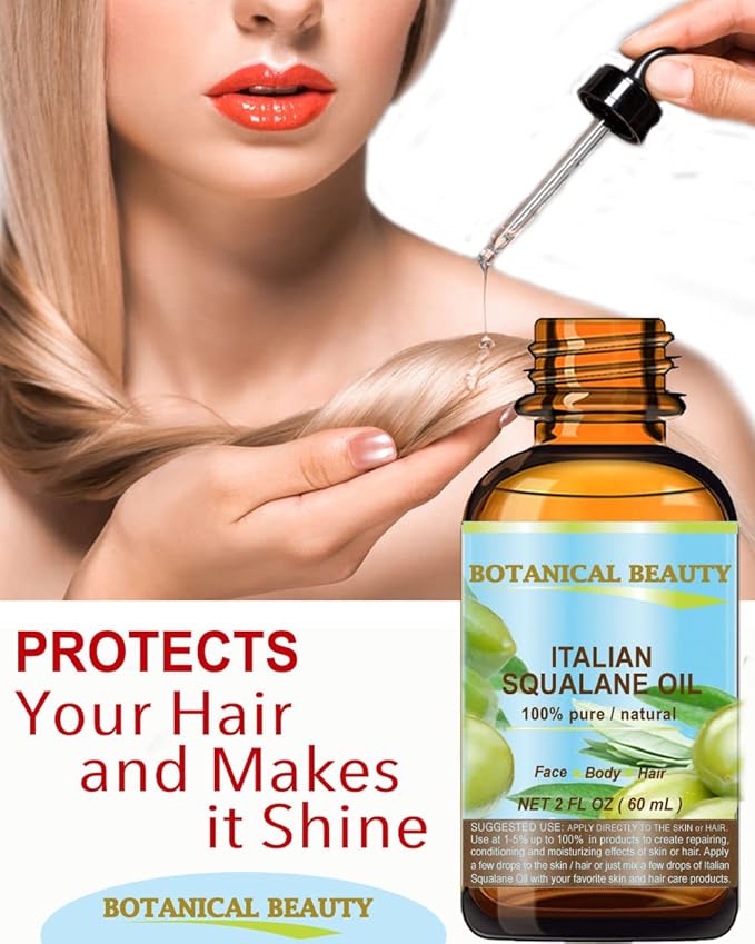 Botanical Beauty SQUALANE Italian Olive 100% Pure Natural Undiluted Oil 100% Ultra-Pure Moisturizer for Face, Skin, Body, Hair. Reliable 24/7 Skincare Protection (0.5 Fl Oz 15 ml)