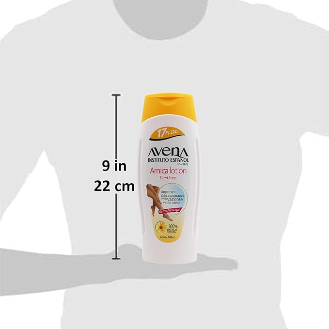 Avena Instituto Espanol Arnica Lotion Tired Legs, Improves Skin Appearance, Even Varicose Veins Areas, Refreshes Legs, 2-Pack of 17 FL Oz each, 2 Bottles