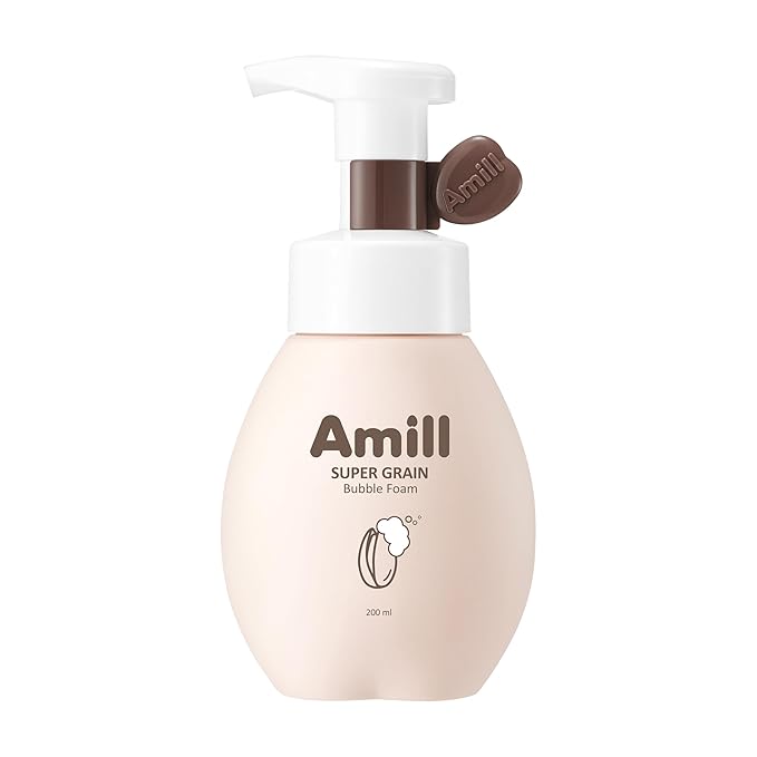 Amill Super Grain Bubble Foam (200ml/6.76fl.oz) - Curelty Free, Gentle Micro‑bubble Facial Cleanser with Multi‑Grain Extracts for Hydrated, Soft Skin