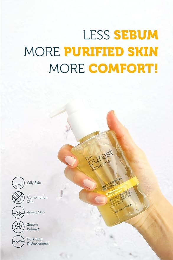 The Purest Solutions Exfoliating Salicylic Acid Cleanser Facial Cleanser (0.5% Salicylic Acid & 1% Niacinamide) - For Oily/Combination Skin - Reduces Pimples and Acne Prone - Vegan (6.76 fl. oz)