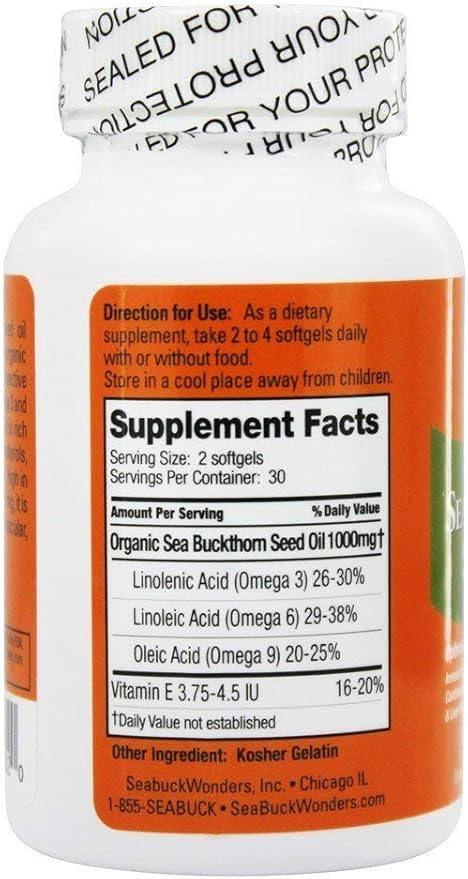 SEABUCK Wonders SEA Buckthorn Seed Oil, 60 SGEL