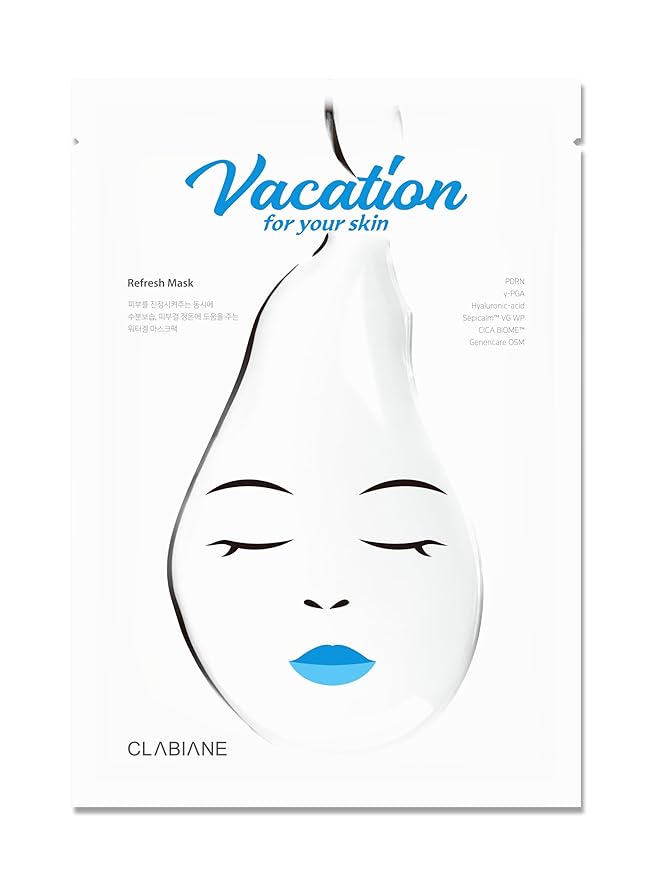 Vacation for Your Skin PDRN Vegan Sheet Mask Pack, 5 Sheets – 100% Biodegradable Cellulose Hydrogel, Hydrating & Soothing Korean Face Mask for Moisture, Nutrition & Relaxing Fresh Scent