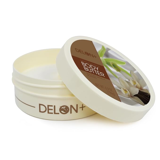 DELON Intense Moisturizing Body Butter, Smooth Vanilla with Shea Butter, 6.9 oz