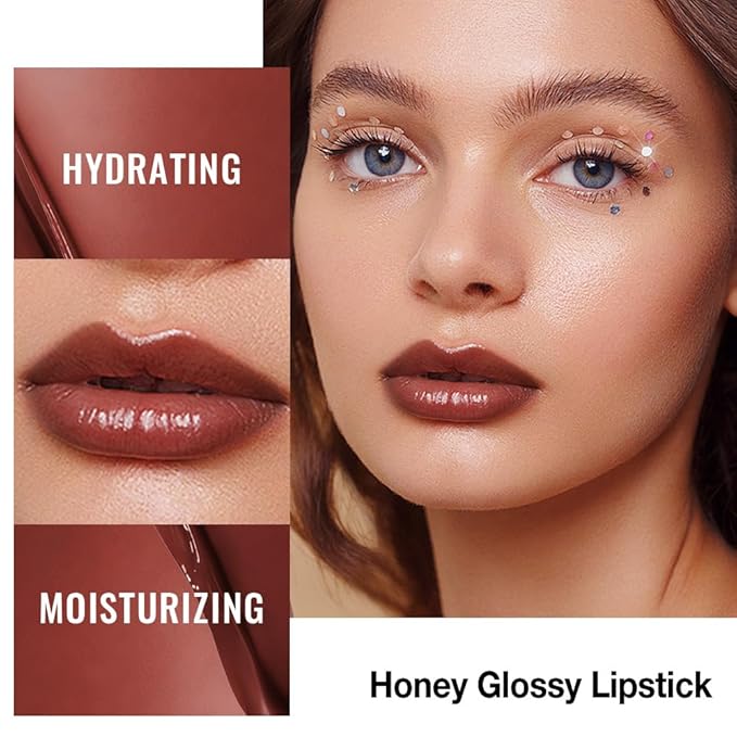 Brown Honey Lipstick Tinted Lip Balm - Shine Moisturizing Lipstick for Women, Natural Nourishing Hydrating Lip Gloss Stain for Dry Lips, Tint Sheer Lightweight Makeup, Vegan - 1Pc #00