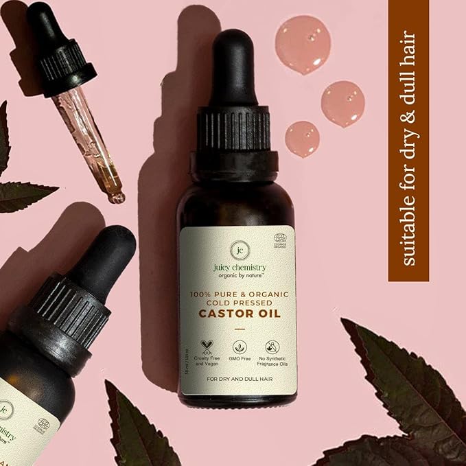 Juicy Chemistry - Certified Organic & 100% Natural Carrier Oil w/Castor Oil for Radiant Skin & Hair Conditioning (30ml)