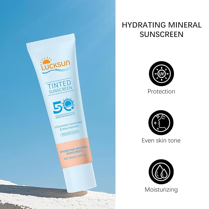 Tinted Mineral Sunscreen SPF 50-2-in-1 Makeup & Sunscreen for Natural Glow, Broad Spectrum Protection + Skincare Benefits All Skin Types (#003, 1.69 Fl Oz (Pack of 1))